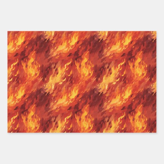 Fire Flame Wrapping Paper Flat Sheet Set (Voorkant 3)
