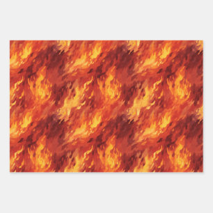 Fire Flame Wrapping Paper Flat Sheet Set