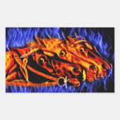 Fire Flames Original abstract Horses animal art Rechthoekige Sticker (Voorkant)