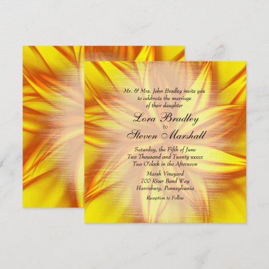 Fire Floral Wedding Theme Uitnodiging (Voorkant / Achterkant)
