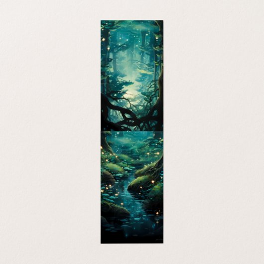 Fire Fly River Forest Vouwen Bladwijzer Bookmarker Visitekaartje (Buitenkant ongevouwen)