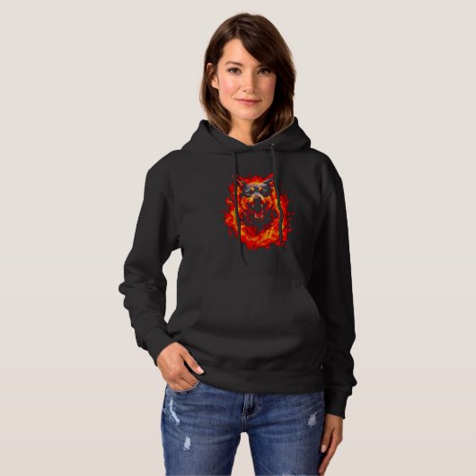 Fire German Shepherd Dog Hoodie (Voorkant volledig)