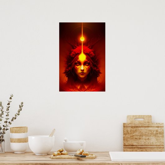 Fire Goddess Fantasy Art Poster (Keuken)
