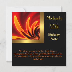 Fire Gold Black 30ste Verjaardagsfeest Kaart