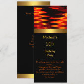 Fire Gold Black 30th Birthday Party Long 2 Kaart (Voorkant / Achterkant)