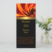 Fire Gold Black 30th Birthday Party Long Kaart (Staand voorkant)