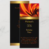 Fire Gold Black 30th Birthday Party Long Kaart (Voorkant / Achterkant)