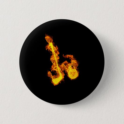 Fire Golf Flames Golf Ball Golfer Ronde Button 5,7 Cm (Voorkant)