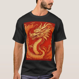 Fire Guardian: Majestic Dragon Tattoo ontwerp T-shirt