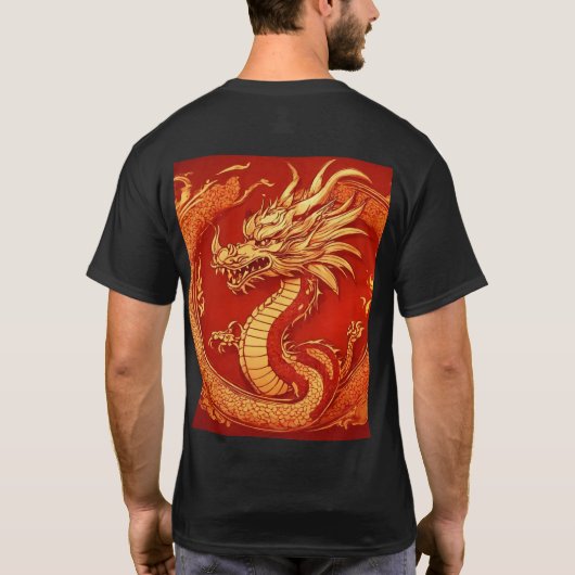 Fire Guardian: Majestic Dragon Tattoo ontwerp T-shirt (Achterkant)