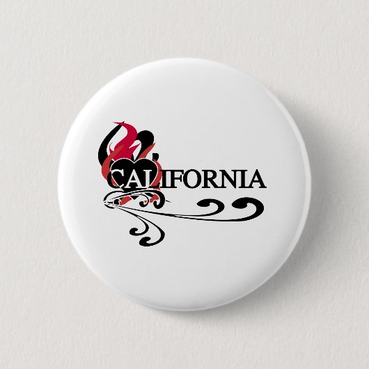 Fire Heart California Ronde Button 5,7 Cm (Voorkant)
