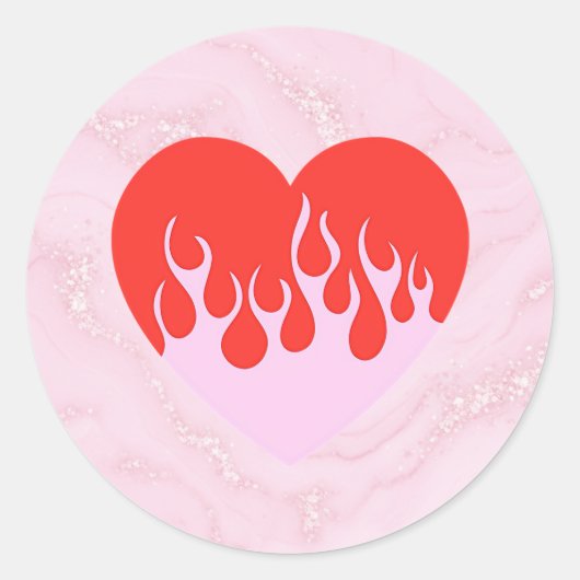 Fire Heart Ronde Sticker (Voorkant)