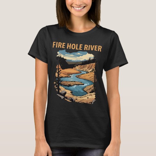 Fire Hole Rivier Yellowstone Goud Reis T-shirt (Voorkant)