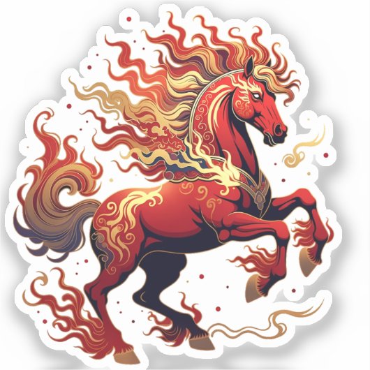 Fire Horse 2026 – Red Zodiac Stallion Sticker (Voorkant)