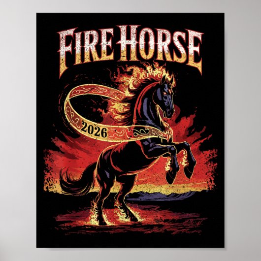 Fire Horse 2026 Zodiac Art Chinese New Year  Poster (Voorkant)