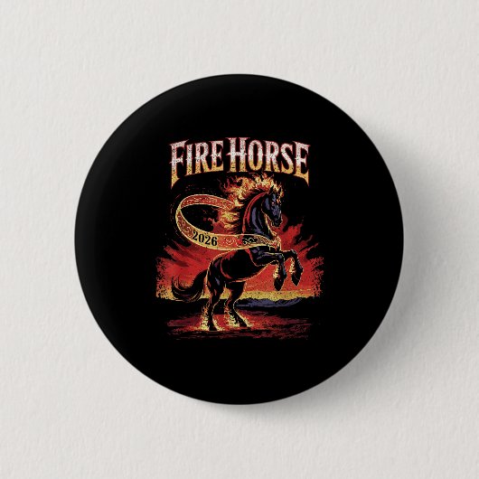 Fire Horse 2026 Zodiac Art Chinese New Year Ronde Button 5,7 Cm (Voorkant)