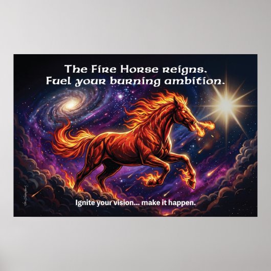 Fire Horse "Burning Ambition" Wall Poster (Voorkant)