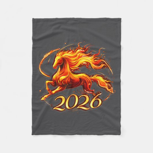 Fire Horse Chinese Zodiac Symbol 2026 Lunar New Ye Fleece Deken (Voorkant)
