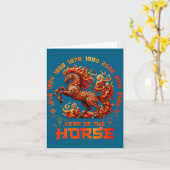 Fire Horse Chinese Zodiac Symbol 2026 Lunar New Ye Kaart (Gele Bloem)