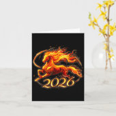 Fire Horse Chinese Zodiac Symbol 2026 Lunar New Ye Kaart (Gele Bloem)