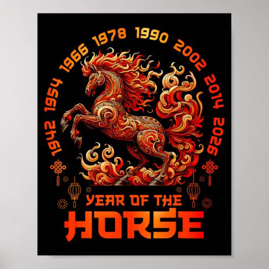 Fire Horse Chinese Zodiac Symbol 2026 Lunar New Ye Poster (Voorkant)
