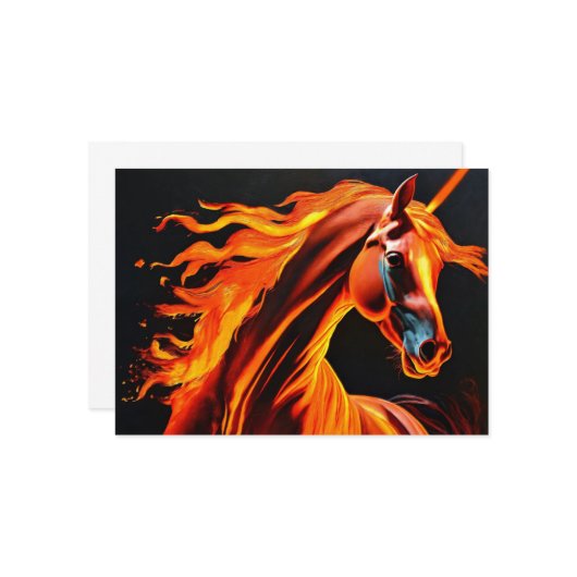 fire horse, horse, animals, flame, fire kaart (Voorkant / Achterkant in situ)