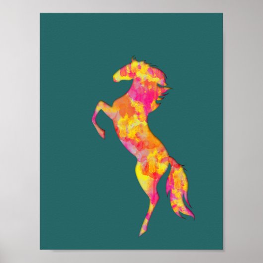 Fire Horse silhouette Flames Abstract Elegant Poster (Voorkant)
