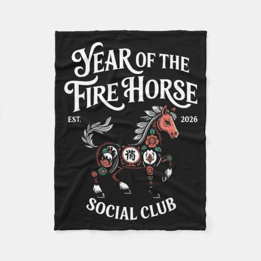Fire Horse Social Club 2026 Lunar New Year Fleece Deken (Voorkant)