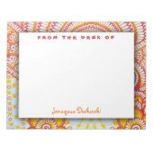 Fire Hot Red Oranje Yellow Boho Floral Pattern Notitieblok (Voorkant)