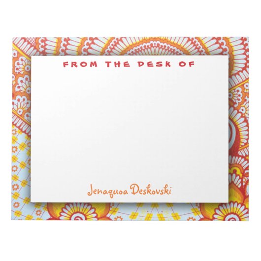 Fire Hot Red Oranje Yellow Boho Floral Pattern Notitieblok (Voorkant)