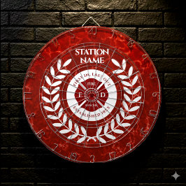 Fire House Station Red Marble White Laurel Dartbord