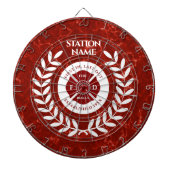 Fire House Station Red Marble White Laurel Dartbord (Voorkant)