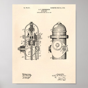 Fire Hydrant 1903 Patent Art - oude poster