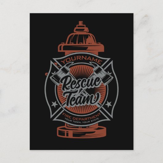 Fire Hydrant ADD NAAM Fire Fighter Rescue Team Briefkaart (Voorkant)