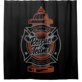 Fire Hydrant ADD NAAM Fire Fighter Rescue Team Douchegordijn
