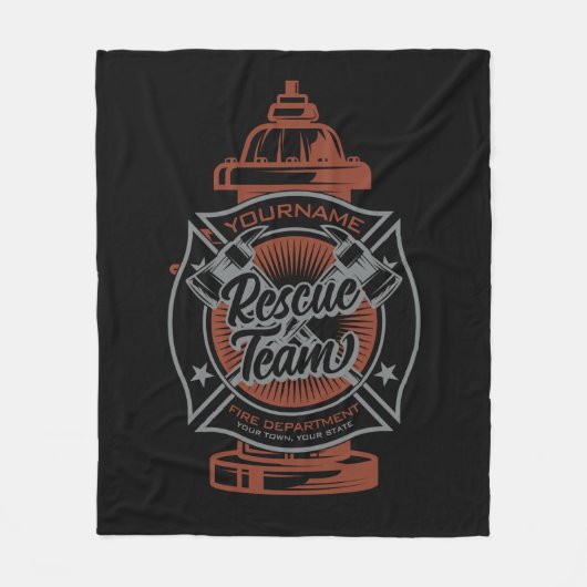 Fire Hydrant ADD NAAM Fire Fighter Rescue Team Fleece Deken (Voorkant)