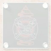 Fire Hydrant ADD NAAM Fire Fighter Rescue Team Glazen Onderzetter (Achterkant)