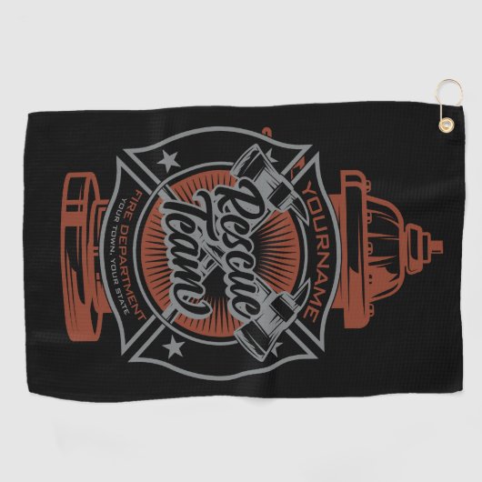 Fire Hydrant ADD NAAM Fire Fighter Rescue Team Golfhanddoek (Horizontaal)
