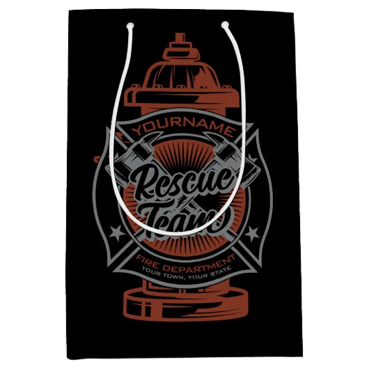 Fire Hydrant ADD NAAM Fire Fighter Rescue Team Medium Cadeauzakje (Voorkant)