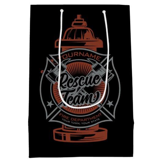 Fire Hydrant ADD NAAM Fire Fighter Rescue Team Medium Cadeauzakje (Achterkant)