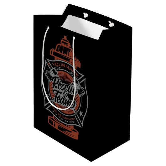 Fire Hydrant ADD NAAM Fire Fighter Rescue Team Medium Cadeauzakje (Achterkant Gekanteld)