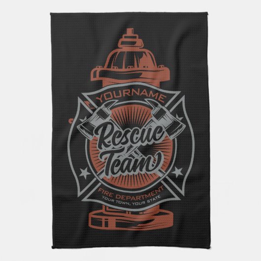 Fire Hydrant ADD NAAM Fire Fighter Rescue Team Theedoek (Verticaal)