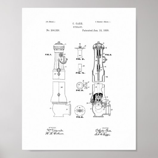 Fire Hydrant Patent Poster (Voorkant)