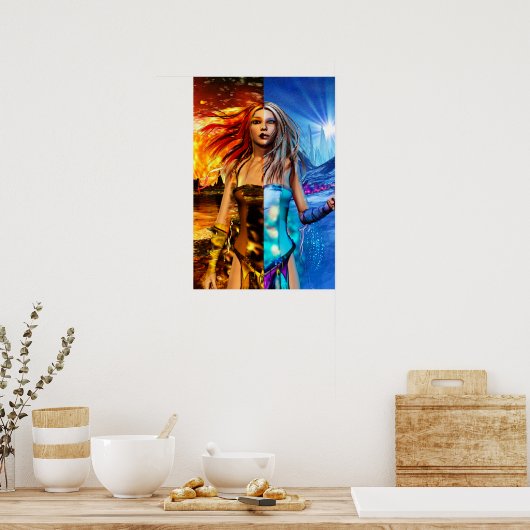 Fire & Ice Science Fiction Fantasy Art Poster (Keuken)