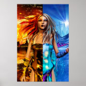 Fire & Ice Science Fiction Fantasy Art Poster (Voorkant)