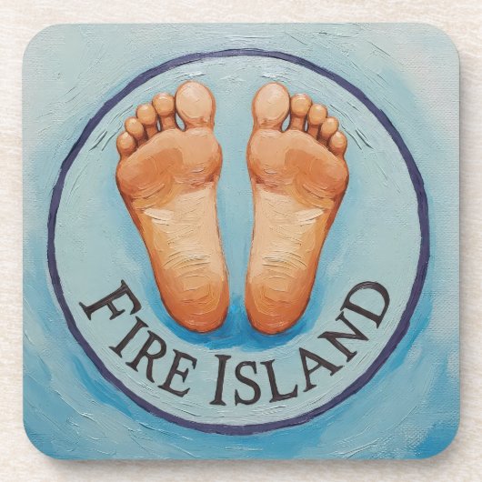 Fire Island barefoot & fancy free! Funny host gift Bier Onderzetter (Voorkant)