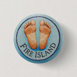 Fire Island blootsvoets & vrij en vrolijk NY Ronde Button 3,2 Cm