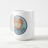Fire Island blootsvoets & vrij! Grappig gastgesche Koffiemok (Voorkant links)