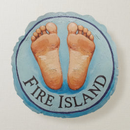 Fire Island blootsvoets & vrij! Grappig gastgesche Rond Kussen