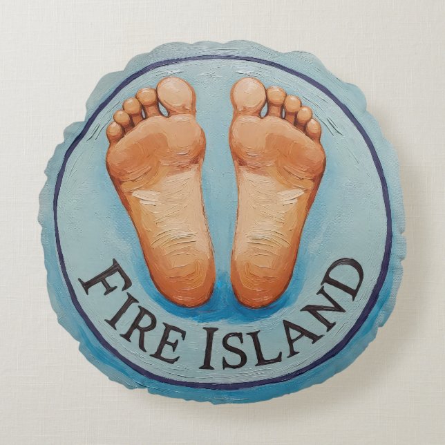 Fire Island blootsvoets & vrij! Grappig gastgesche Rond Kussen (Voorkant)